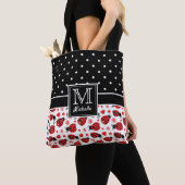 Cute Ladybugs Polka Dot Monogram Tote Bag (Dichtbij)