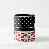 Cute Ladybugs Polka Dot Monogram Tweekleurige Koffiemok (Center)