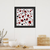 Cute Ladybugs Polka Dots and Swirls Poster (Keuken)