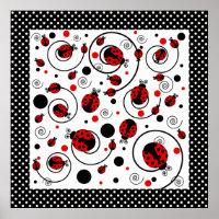 Cute Ladybugs Polka Dots and Swirls
