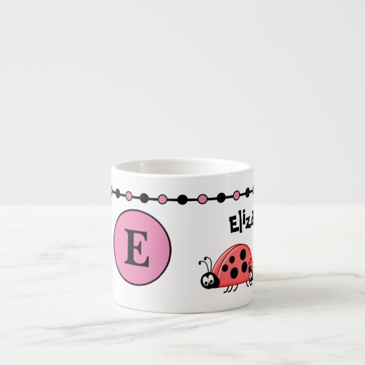 Cute ladybugs roze zwart met sterren espresso kop (Voorkant)