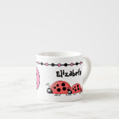 Cute ladybugs roze zwart met sterren espresso kop (Voorkant rechts)