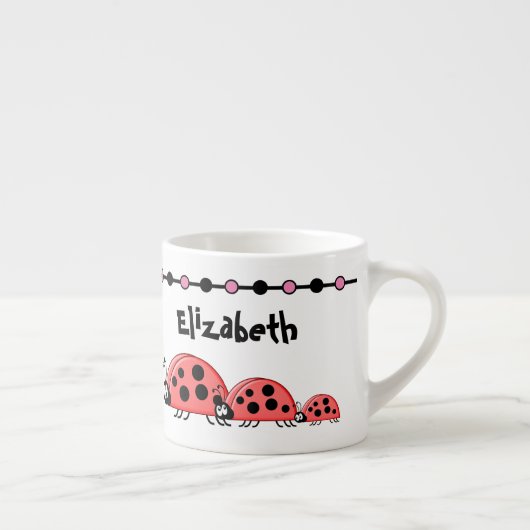 Cute ladybugs roze zwart met sterren espresso kop (Rechts)