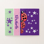 Cute ladybugs stars name purple kids legpuzzel (Horizontaal)
