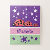 Cute ladybugs stars name purple kids legpuzzel (Verticaal)