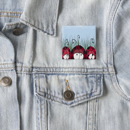 Cute Ladybugs Vierkante Button 5,1 Cm (In situ)