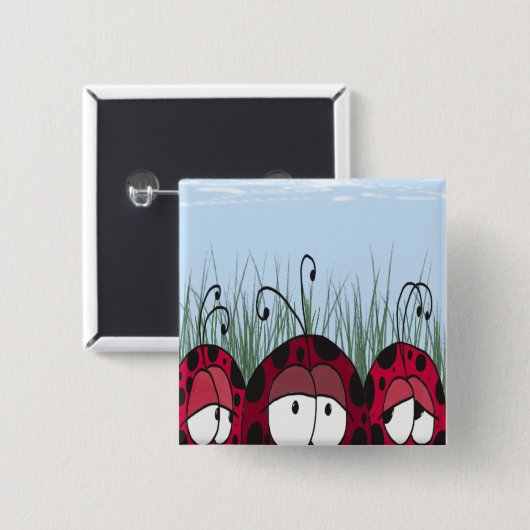 Cute Ladybugs Vierkante Button 5,1 Cm (Voorkant /achterkant)