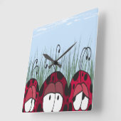 Cute Ladybugs Vierkante Klok (Hoek)