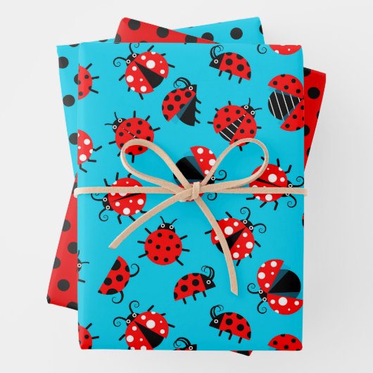 Cute Ladybugs Wrapping Paper Set van 3 (In situ)