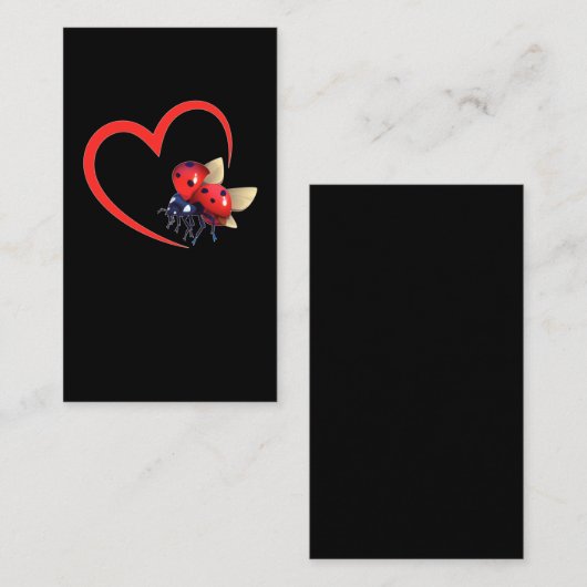 Cute Ladykever Heart Ladybug Visitekaartje (Voorkant / Achterkant)
