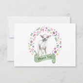 Cute Lam in een gekrabbelde bloemenkrans bedankkaa Bedankkaart (Voorkant)
