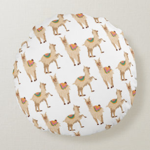 Cute Lama Alpaca Patroon Rond Kussen
