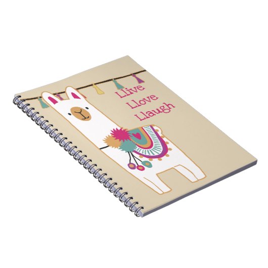 Cute lama en tassels met aangepaste achtergrond notitieboek (Rechterzijde)