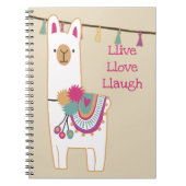 Cute lama en tassels met aangepaste achtergrond notitieboek (Voorkant)