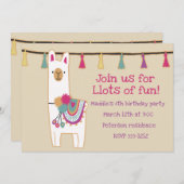 Cute lama- en tassels-ontwerp kaart (Voorkant / Achterkant)