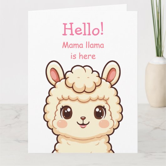 Cute lama illustratie ontwerp bedankkaart (Voorkant)
