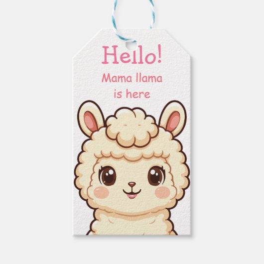 Cute lama illustratie ontwerp cadeaulabel (Voorkant)