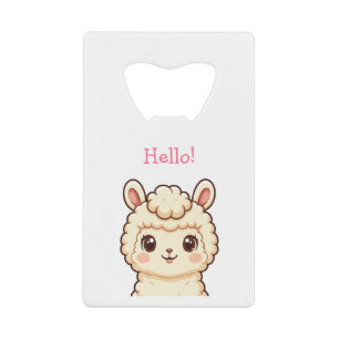 Cute lama illustratie ontwerp creditkaart flessenopener