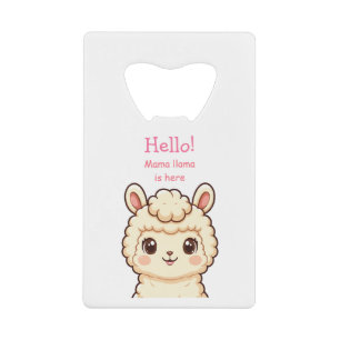 Cute lama illustratie ontwerp creditkaart flessenopener