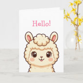 Cute lama illustratie ontwerp kaart (Gele Bloem)