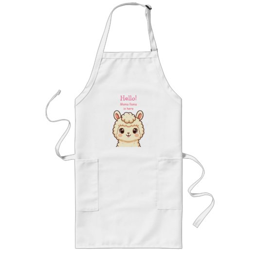 Cute lama illustratie ontwerp lang schort (Voorkant)