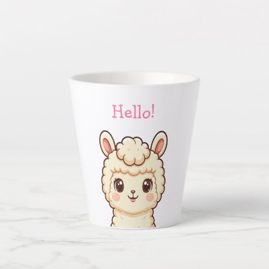 Cute lama illustratie ontwerp latte mok (Voorkant)