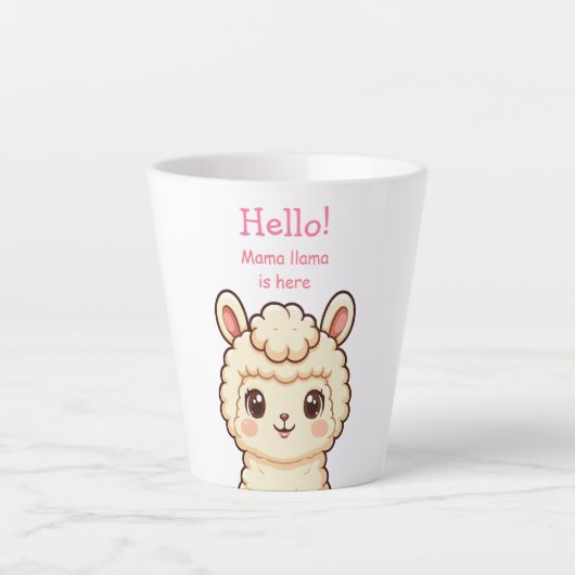 Cute lama illustratie ontwerp latte mok (Voorkant)