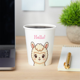 Cute lama illustratie ontwerp papieren bekers