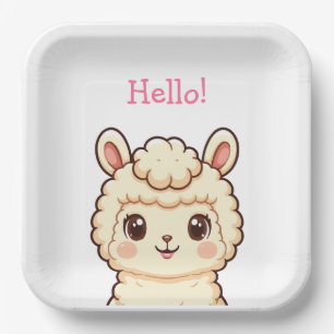 Cute lama illustratie ontwerp papieren bordje