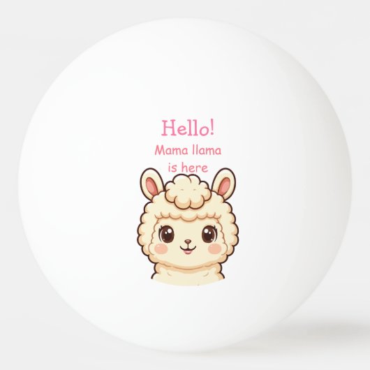 Cute lama illustratie ontwerp pingpongbal (Voorkant)
