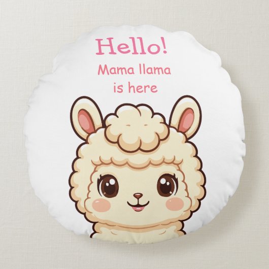 Cute lama illustratie ontwerp rond kussen (Voorkant)