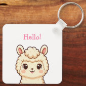 Cute lama illustratie ontwerp sleutelhanger (Achterkant)
