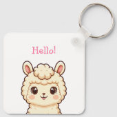 Cute lama illustratie ontwerp sleutelhanger (Achterkant)