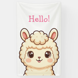 Cute lama illustratie ontwerp spandoek