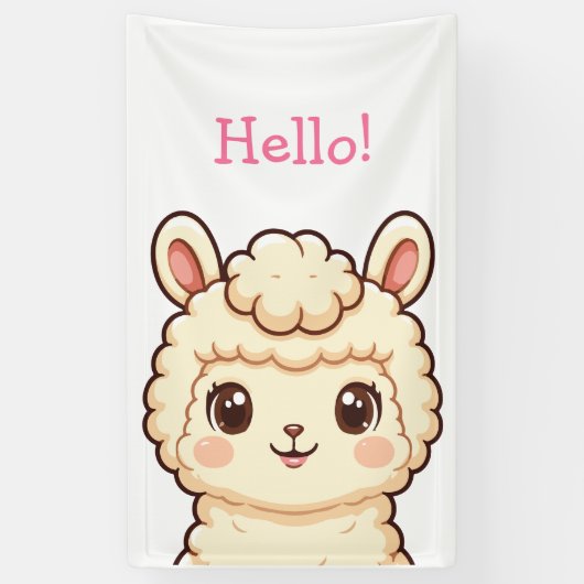 Cute lama illustratie ontwerp spandoek (Verticaal)
