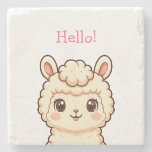 Cute lama illustratie ontwerp stenen onderzetter