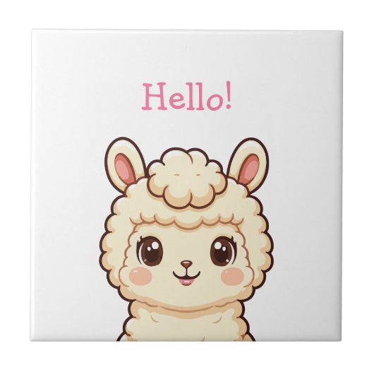 Cute lama illustratie ontwerp tegeltje (Voorkant)