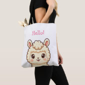 Cute lama illustratie ontwerp tote bag (Dichtbij)