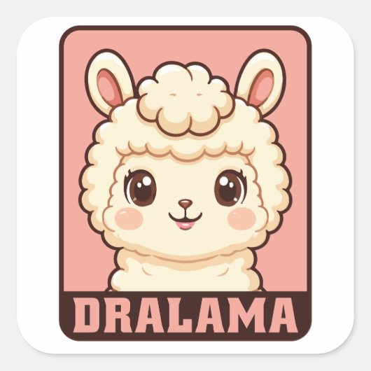 Cute lama illustratie ontwerp vierkante sticker (Voorkant)