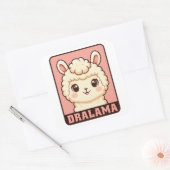 Cute lama illustratie ontwerp vierkante sticker (Envelop)