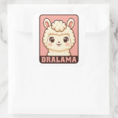 Cute lama illustratie ontwerp vierkante sticker (Tas)