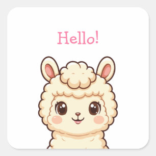 Cute lama illustratie ontwerp vierkante sticker