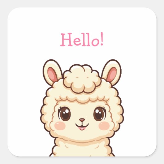 Cute lama illustratie ontwerp vierkante sticker (Voorkant)