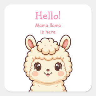 Cute lama illustratie ontwerp vierkante sticker