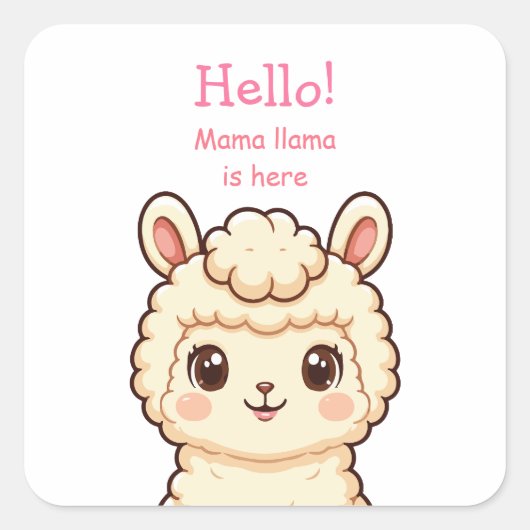 Cute lama illustratie ontwerp vierkante sticker (Voorkant)