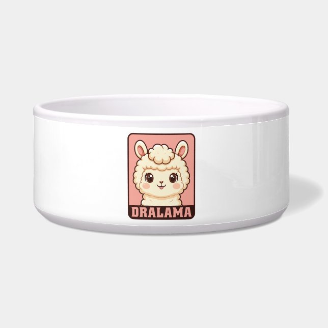 Cute lama illustratie ontwerp voerbakje (Voorkant)