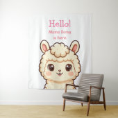 Cute lama illustratie ontwerp wandkleed (In situ)