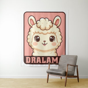 Cute lama illustratie ontwerp wandkleed