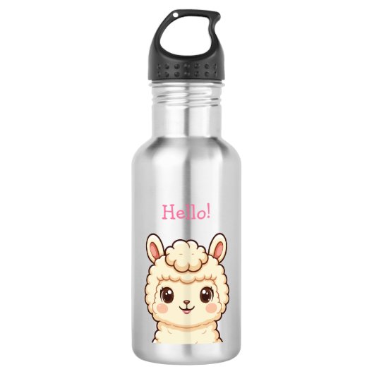 Cute lama illustratie ontwerp waterfles  (Voorkant)