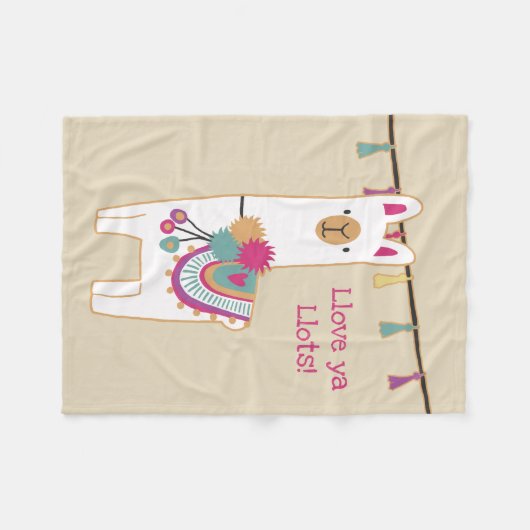 Cute lama met aangepaste achtergrondkleur fleece deken (Voorkant (Horizontaal))